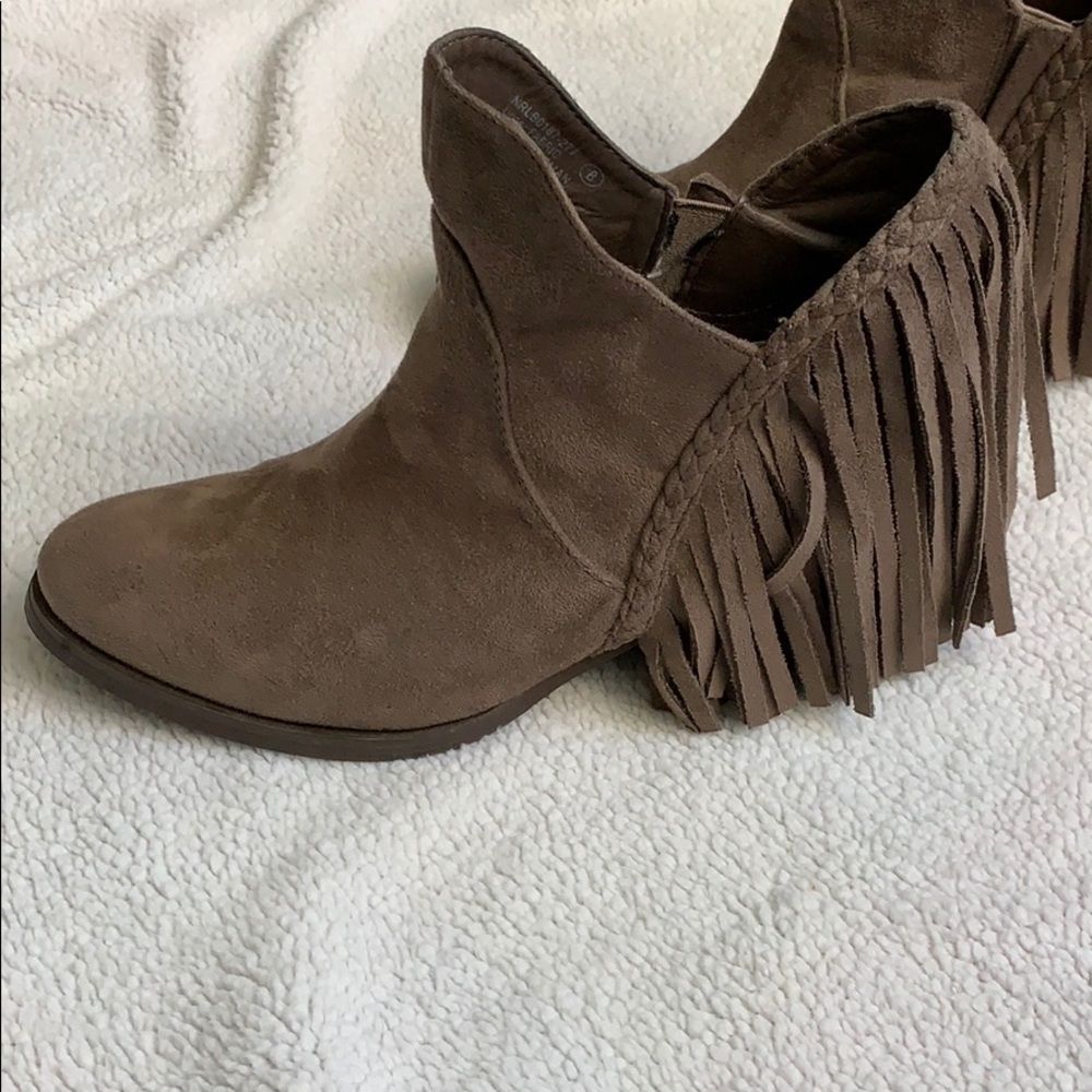 Ankle Fringed Booties Faux suede